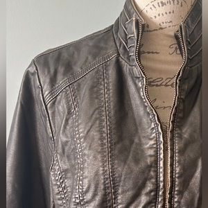 The Women’s Big Chill Vintage Black/Gold, Faux/Vegan Leather Jacket Size L